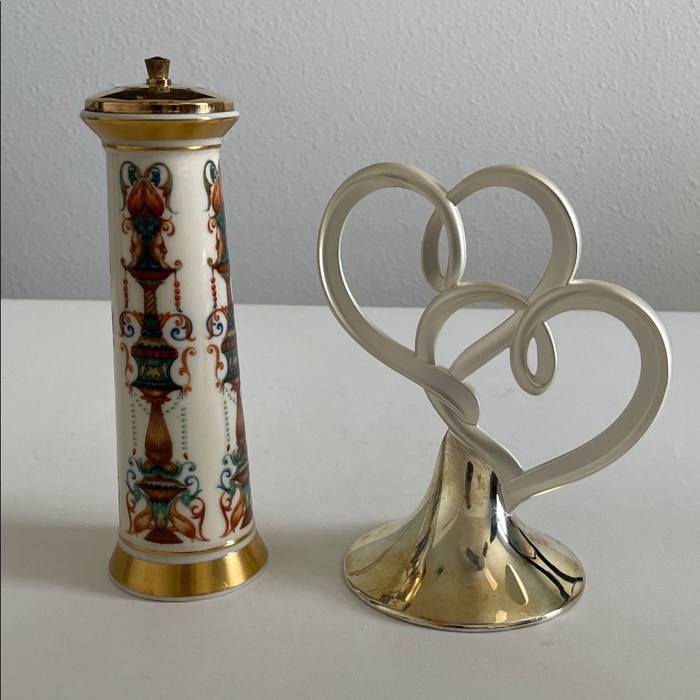 Lenox Forevermore Double Heart 6.25" Cake Topper and Salt Shaker